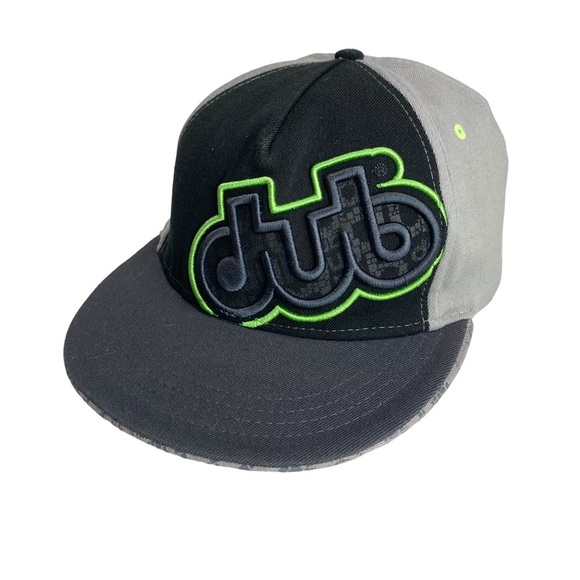 dub H3 Headwear Cap Hat Snapback Flat‎ Bill Black Grey Green Wool Blend - Picture 1 of 10